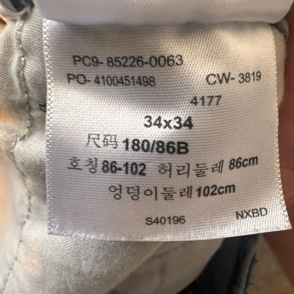 Levi’s XX Chino Men’s Gray Standard Fit Tapered Twill Pants 34x34 Pockets